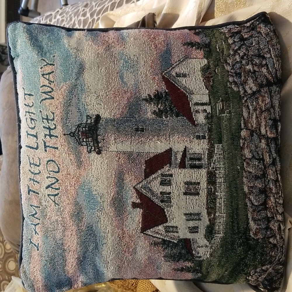 I Am The Light And The Way Tapestry Lighthouse Accent Pillow